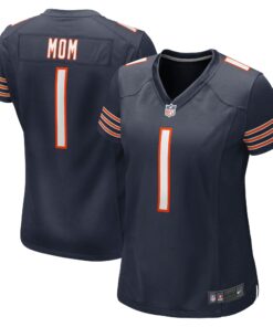 Women's Chicago Bears Number 1 Mom Navy Game Jersey JS5221 nicesnker