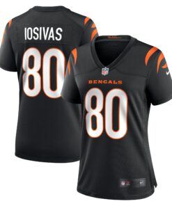 Women's Cincinnati Bengals Andrei Iosivas Black Team Game Jersey JS6984 nicesnker