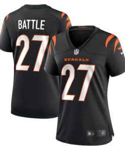 Women's Cincinnati Bengals Battle Black Team Game Jersey JS7622 nicesnker