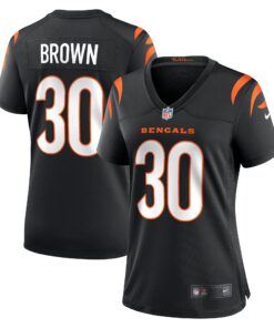 Women's Cincinnati Bengals Chase Brown Black Team Game Jersey JS8748 nicesnker