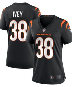 Women's Cincinnati Bengals DJ Ivey Black Team Game Jersey JS4529 nicesnker