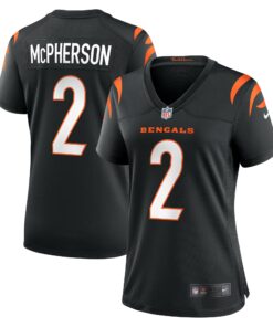 Women's Cincinnati Bengals Evan McPherson Black Game Jersey JS3586 nicesnker