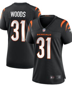 Women's Cincinnati Bengals Ickey Woods Black Retired Player Game Jersey JS5444 nicesnker