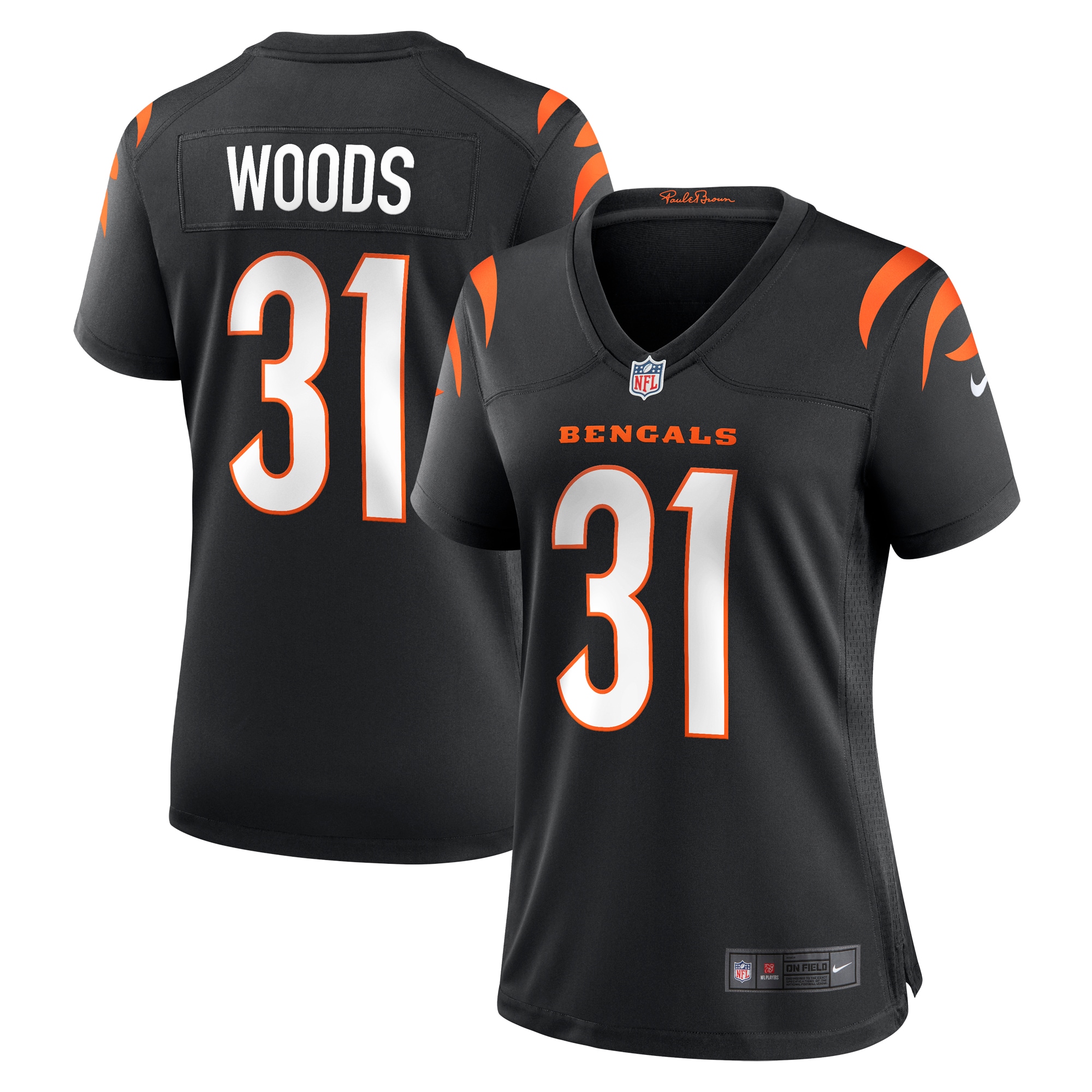 Women's Cincinnati Bengals Ickey Woods Black Retired Player Game Jersey JS5444 nicesnker
