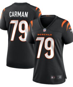 Women's Cincinnati Bengals Jackson Carman Black Game Jersey JS3669 nicesnker