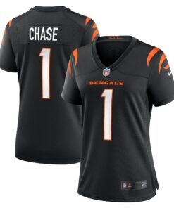 Women's Cincinnati Bengals Ja'Marr Chase Black Game Jersey JS4871 nicesnker