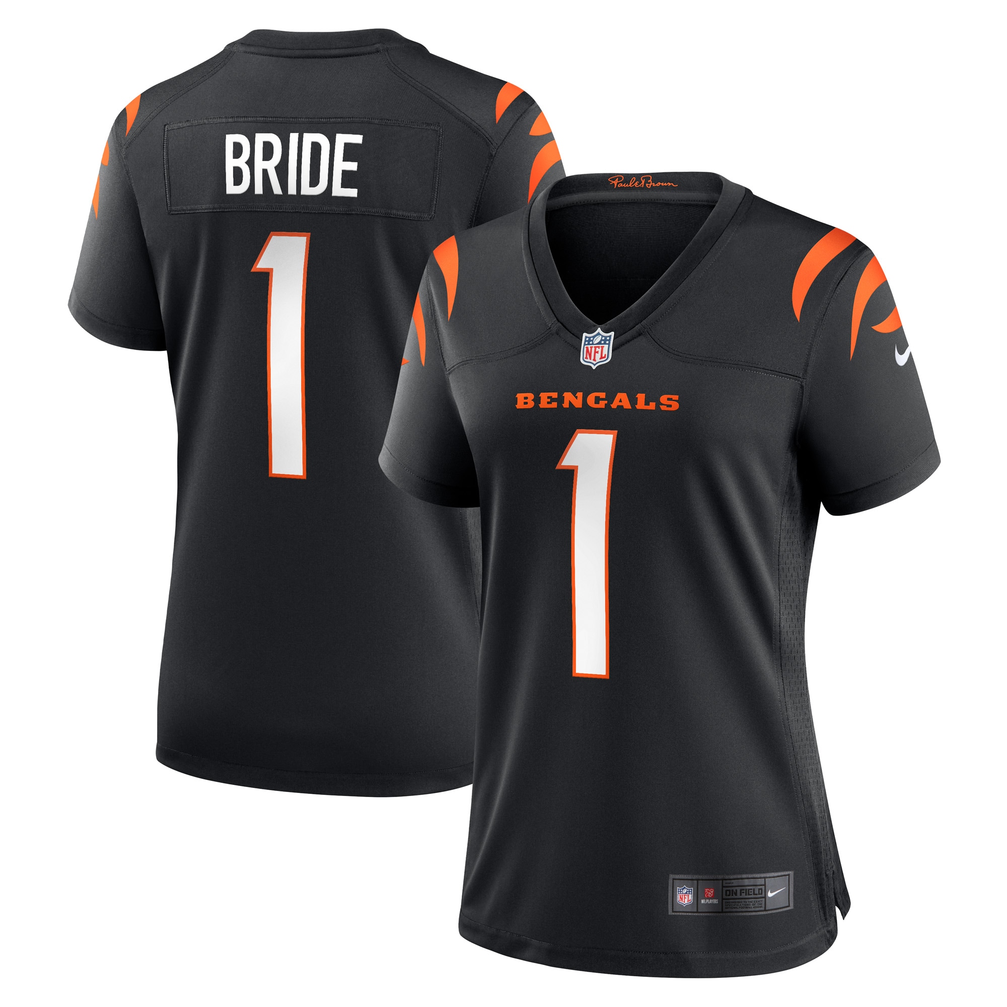 Women's Cincinnati Bengals Number 1 Bride Black Game Jersey JS9655 nicesnker