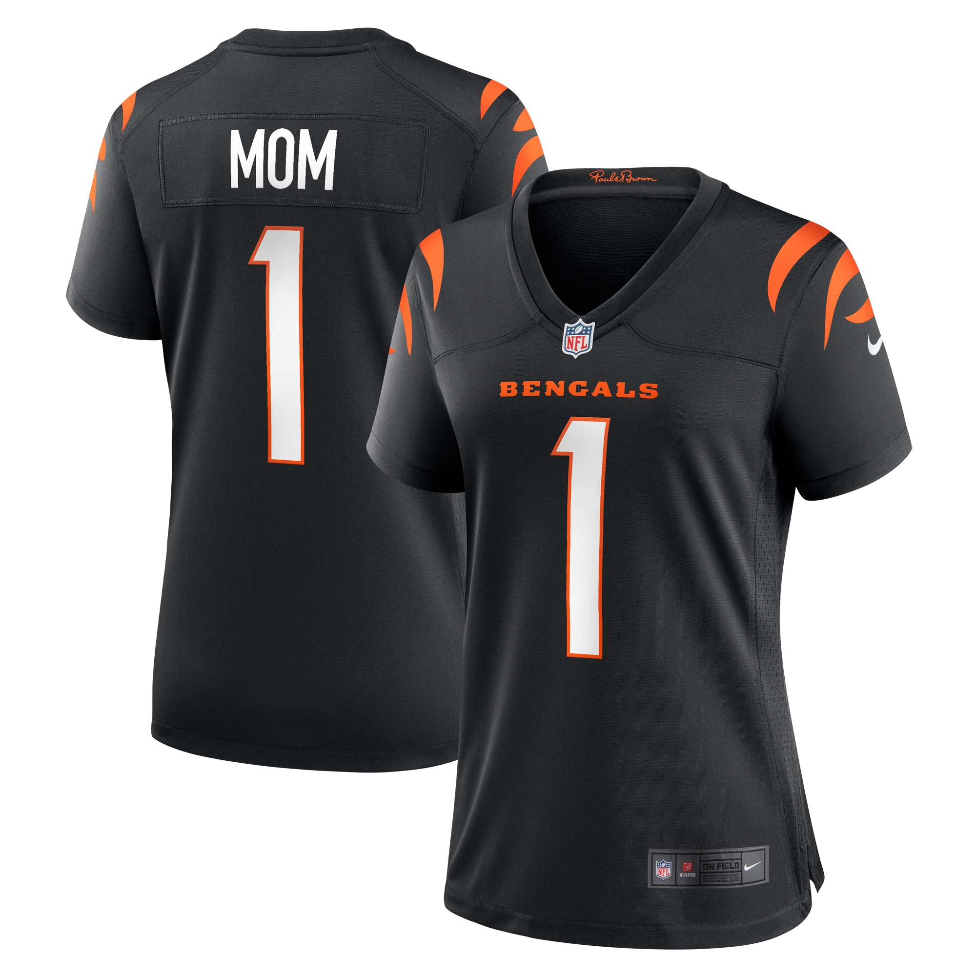 Women's Cincinnati Bengals Number 1 Mom Black Game Jersey JS6995 nicesnker