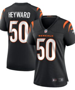Women's Cincinnati Bengals Shaka Heyward Black Team Game Jersey JS8801 nicesnker