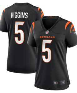 Women's Cincinnati Bengals Tee Higgins Black Game Player Jersey JS4415 nicesnker