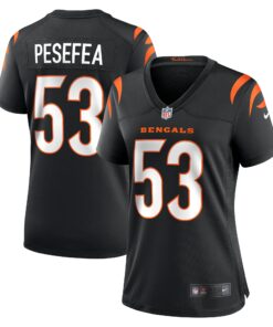 Women's Cincinnati Bengals TJ Pesefea Black Team Game Jersey JS8494 nicesnker