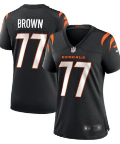 Women's Cincinnati Bengals Trent Brown Black Game Jersey JS3006 nicesnker