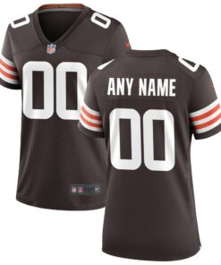 Women's Cleveland Browns Brown Custom Game Jersey JS4836 nicesnker