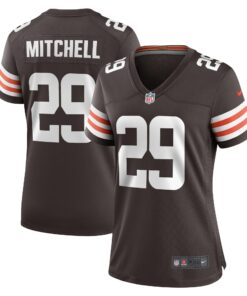 Women's Cleveland Browns Cameron Mitchell Brown Team Game Jersey JS6964 nicesnker
