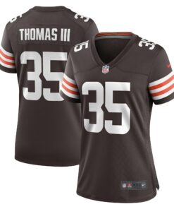 Women's Cleveland Browns Charlie Thomas Brown Team Game Jersey JS9070 nicesnker