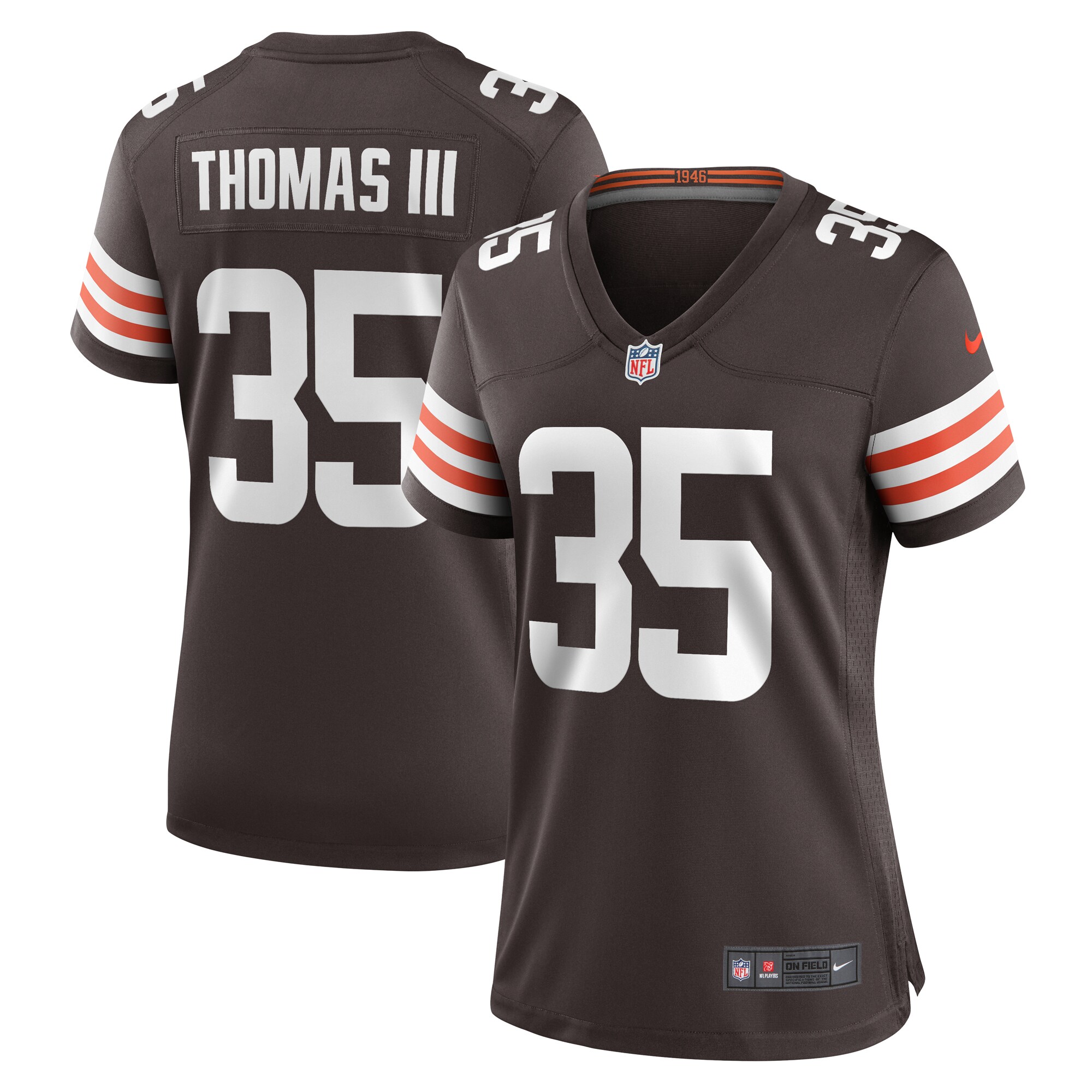 Women's Cleveland Browns Charlie Thomas Brown Team Game Jersey JS9070 nicesnker