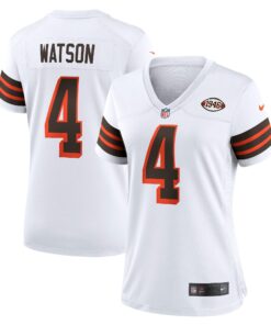 Women's Cleveland Browns Deshaun Watson White Player Jersey JS7546 nicesnker