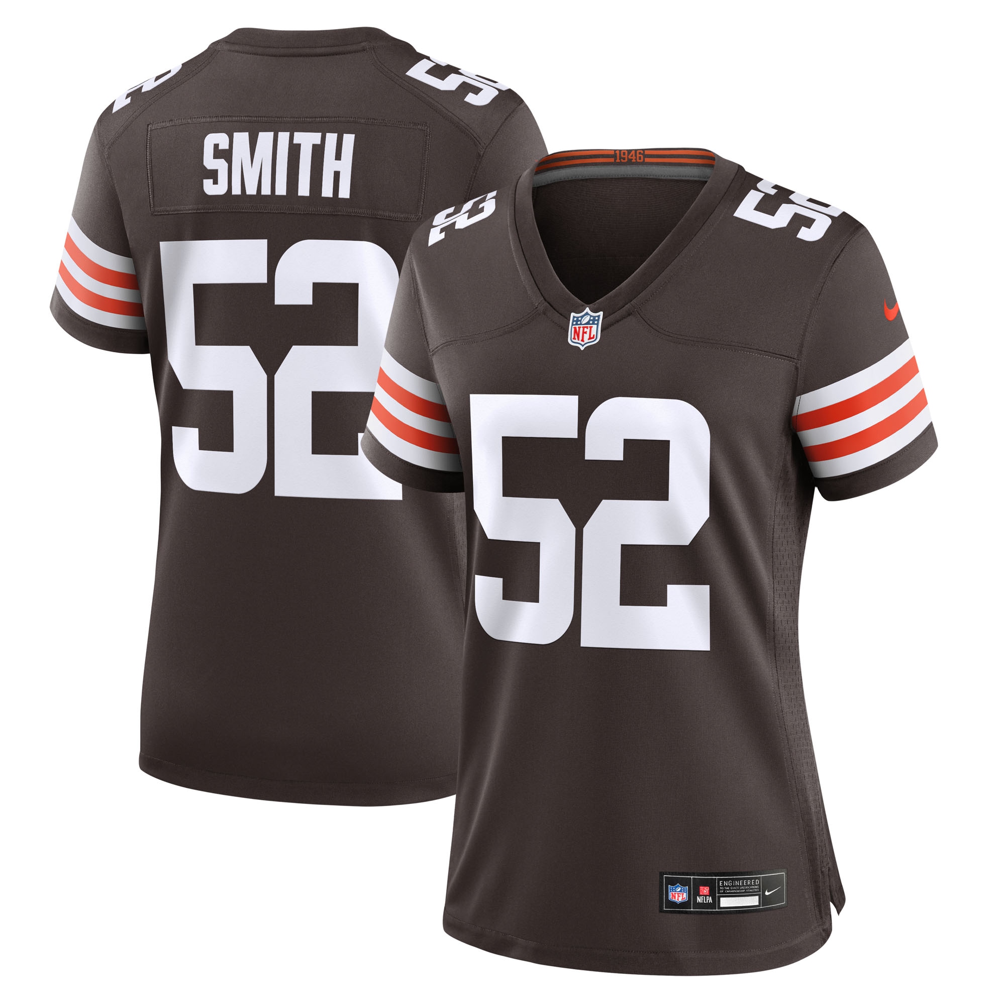 Women's Cleveland Browns Elerson Smith Brown Team Game Jersey JS9059 nicesnker
