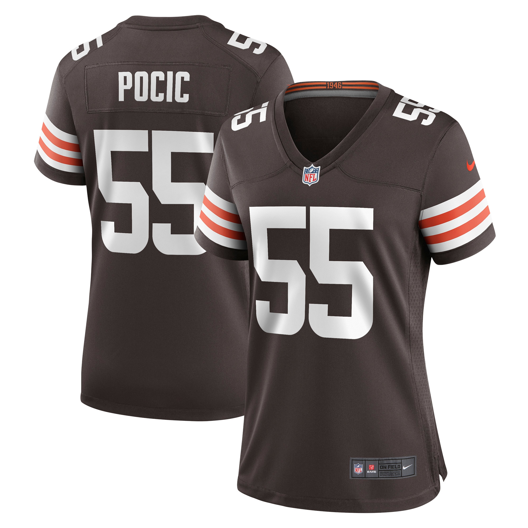 Women's Cleveland Browns Ethan Pocic Brown Game Jersey JS5525 nicesnker