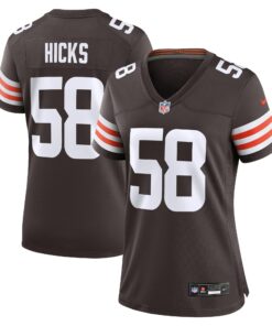 Women's Cleveland Browns Hicks Brown Game Jersey JS8590 nicesnker