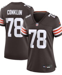 Women's Cleveland Browns Jack Conklin Brown Game Jersey JS5414 nicesnker