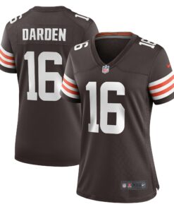 Women's Cleveland Browns Jaelon Darden Brown Team Game Jersey JS6910 nicesnker