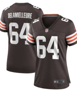 Women's Cleveland Browns Joe DeLamielleure Brown Game Retired Player Jersey JS6881 nicesnker