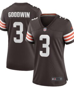 Women's Cleveland Browns Marquise Goodwin Brown Game Jersey JS3767 nicesnker