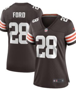 Women's Cleveland Browns Mike Ford Brown Team Game Jersey JS4599 nicesnker