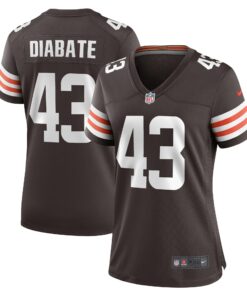 Women's Cleveland Browns Mohamoud Diabate Brown Team Game Jersey JS1500 nicesnker