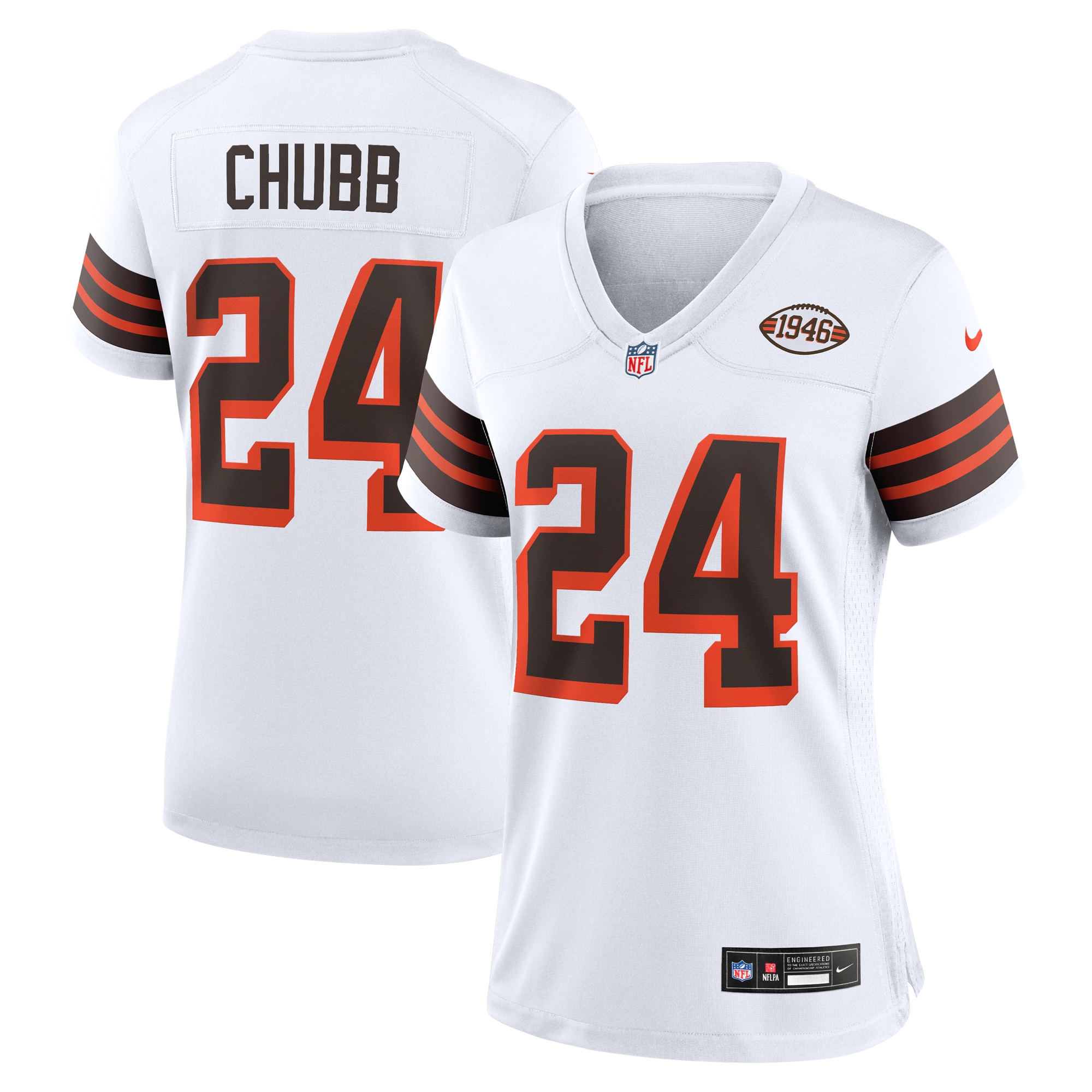 Women's Cleveland Browns Nick Chubb White Alternate Game Jersey JS3869 nicesnker