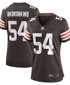 Women's Cleveland Browns Ogbonnia Okoronkwo Brown Game Player Jersey JS6581 nicesnker