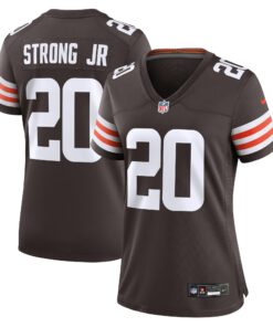 Women's Cleveland Browns Pierre Strong Jr. Brown Game Jersey JS2294 nicesnker
