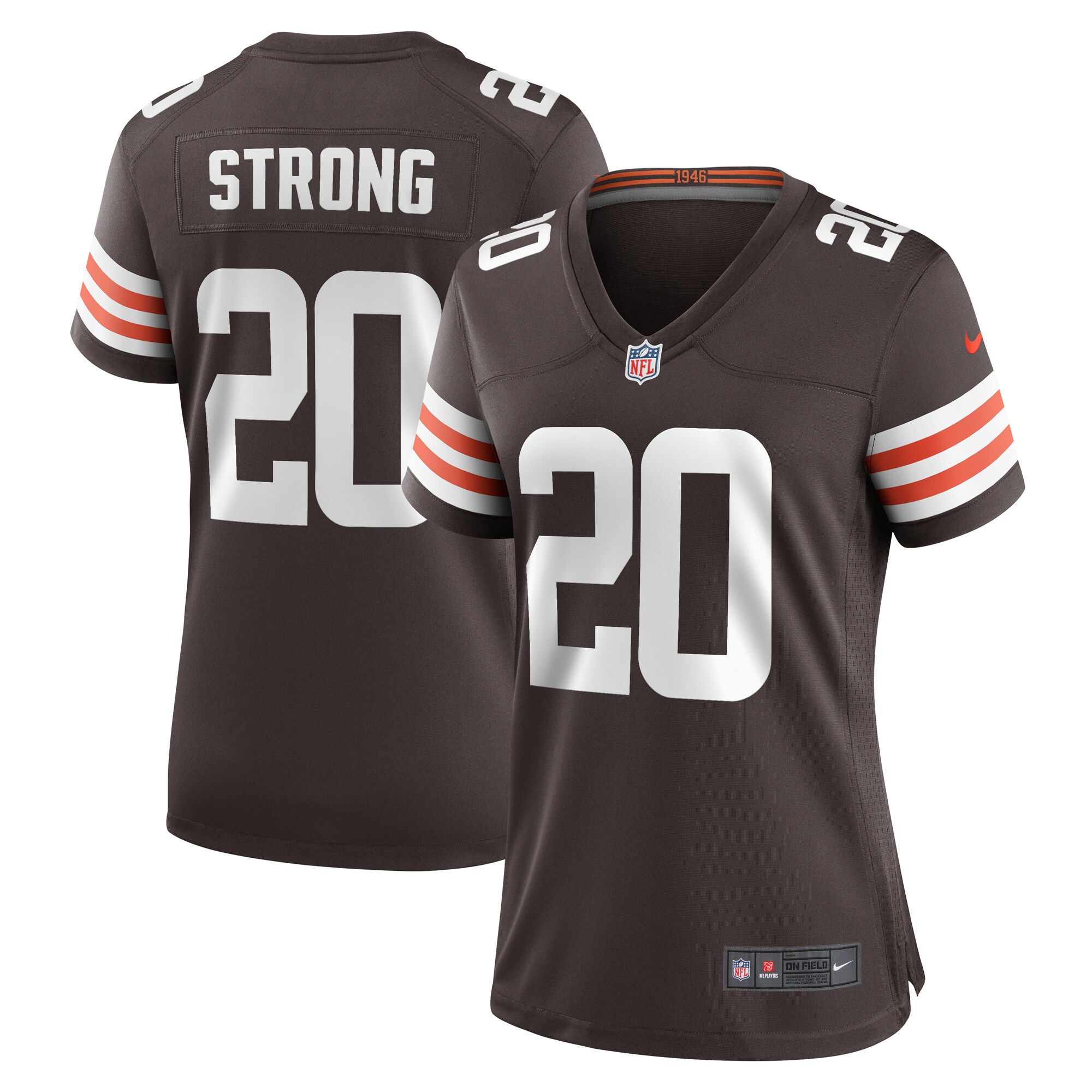 Women's Cleveland Browns Pierre Strong Jr. Brown Team Game Jersey JS6179 nicesnker