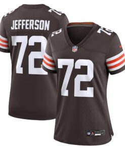 Women's Cleveland Browns Quinton Jefferson Brown Game Jersey JS1633 nicesnker