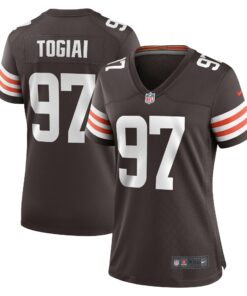 Women's Cleveland Browns Tommy Togiai Brown Game Jersey JS9810 nicesnker