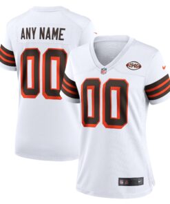 Women's Cleveland Browns White 1946 Collection Alternate Custom Jersey JS3016 nicesnker