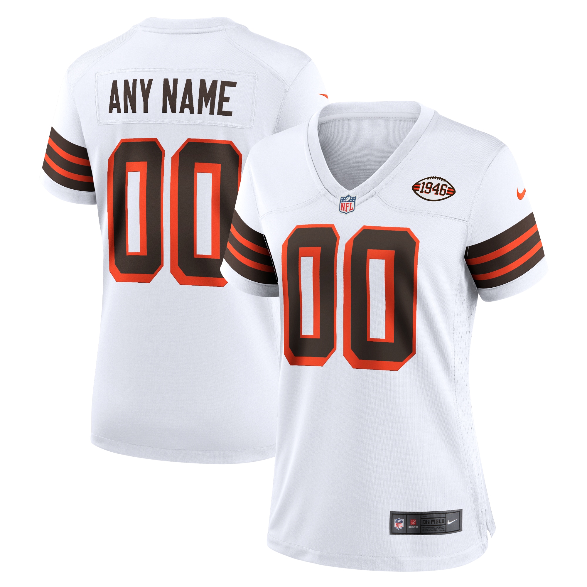 Women's Cleveland Browns White 1946 Collection Alternate Custom Jersey JS3016 nicesnker