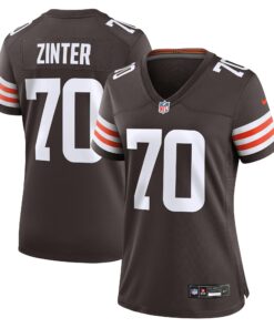 Women's Cleveland Browns Zak Zinter Brown Game Jersey JS8251 nicesnker