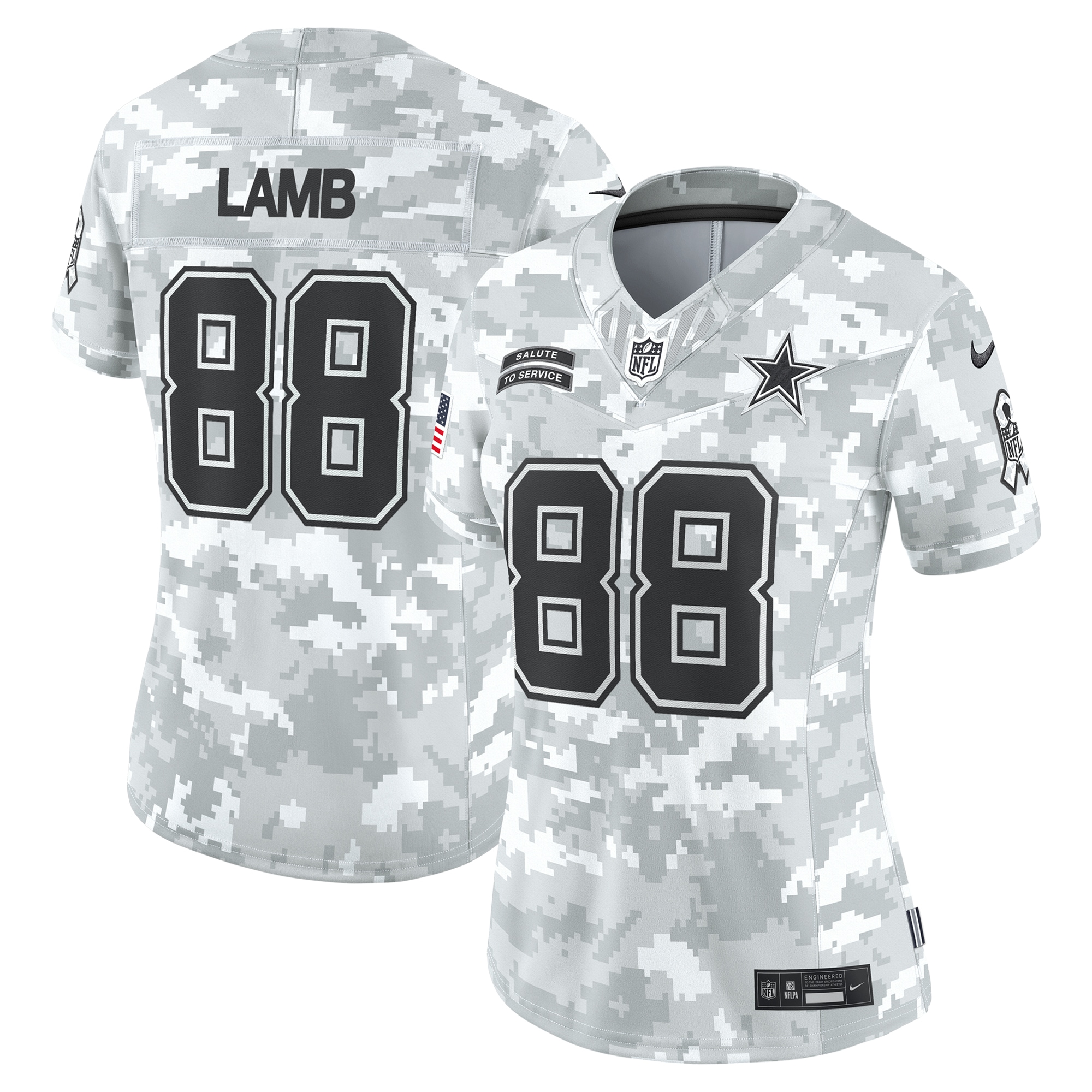 Women's Dallas Cowboys CeeDee Lamb Arctic Camo 2024 Salute to Service Limited Jersey JS3337 nicesnker