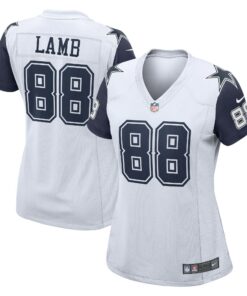 Women's Dallas Cowboys CeeDee Lamb White 2nd Alternate Game Jersey JS1894 nicesnker