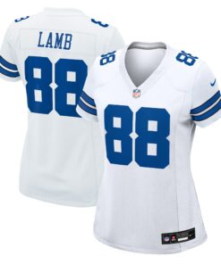 Women's Dallas Cowboys CeeDee Lamb White Game Jersey JS6713 nicesnker