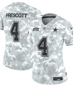 Women's Dallas Cowboys Dak Prescott Arctic Camo 2024 Salute to Service Limited Jersey JS3925 nicesnker