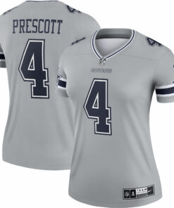 Women's Dallas Cowboys Dak Prescott Gray Inverted Legend Player Performance Top JS1661 nicesnker