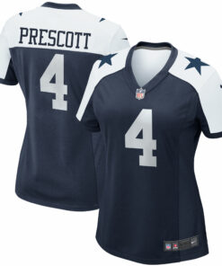 Women's Dallas Cowboys Dak Prescott Navy Alternate Game Team Jersey JS8508 nicesnker