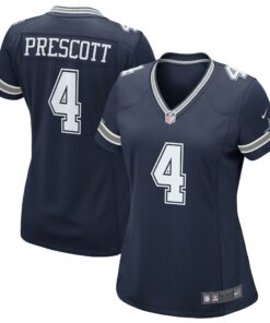Women's Dallas Cowboys Dak Prescott Navy Game Team Jersey JS5054 nicesnker