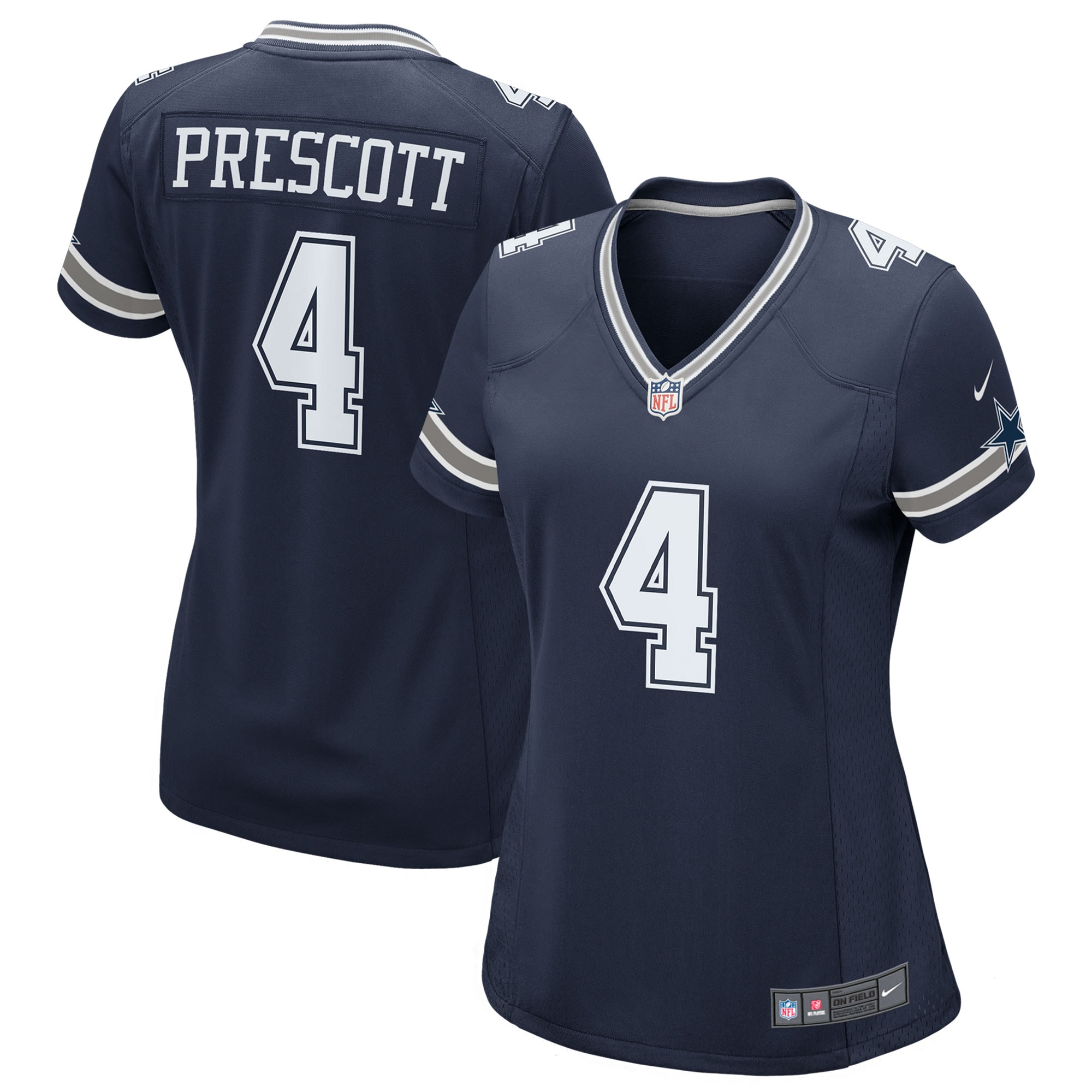 Women's Dallas Cowboys Dak Prescott Navy Game Team Jersey JS5054 nicesnker