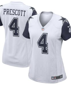 Women's Dallas Cowboys Dak Prescott White Alternate Game Jersey JS3550 nicesnker