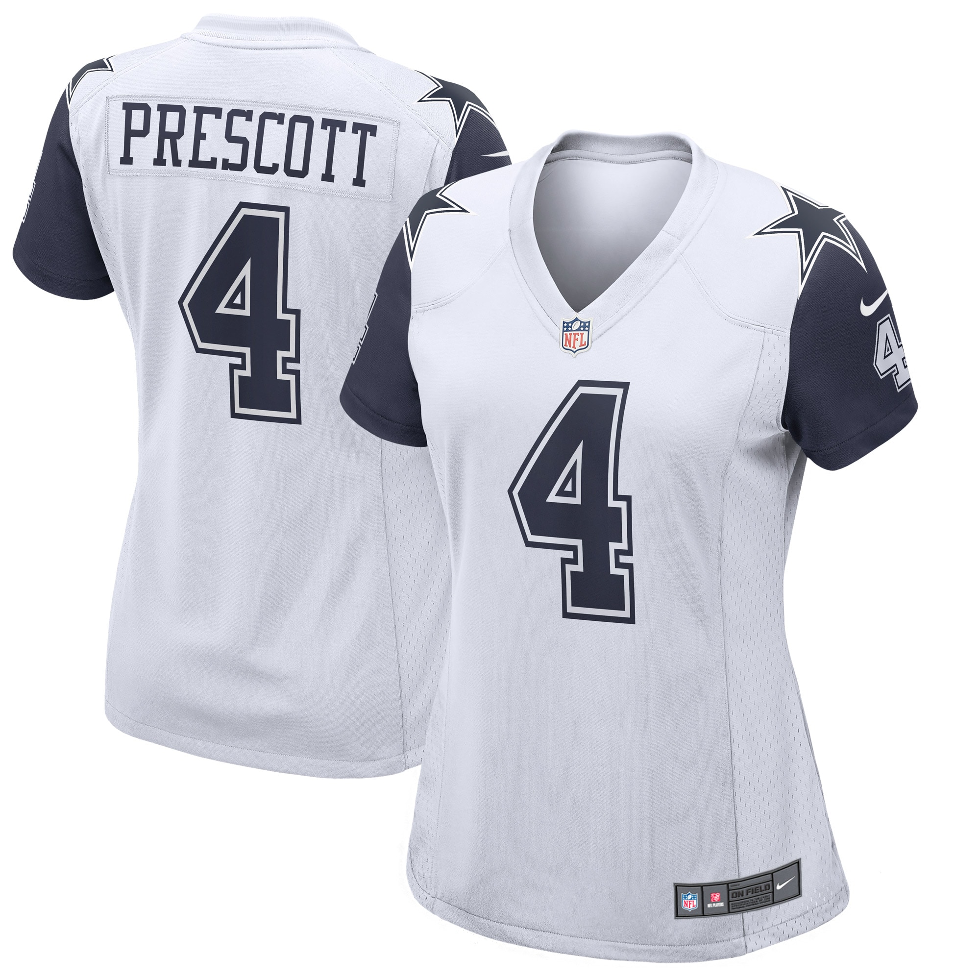 Women's Dallas Cowboys Dak Prescott White Alternate Game Jersey JS3550 nicesnker