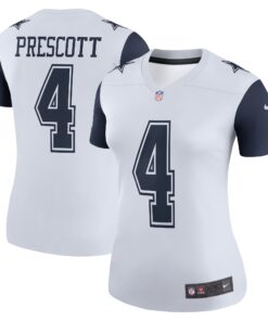 Women's Dallas Cowboys Dak Prescott White Legend Player Performance Top JS3200 nicesnker